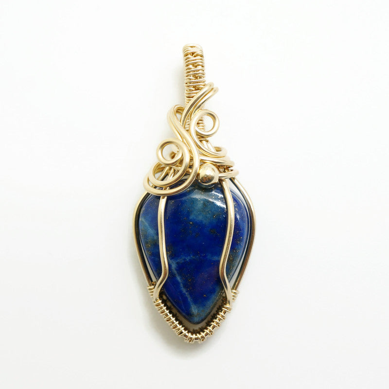 14k gold filled wire wrap hanger met Lapis Lazuli