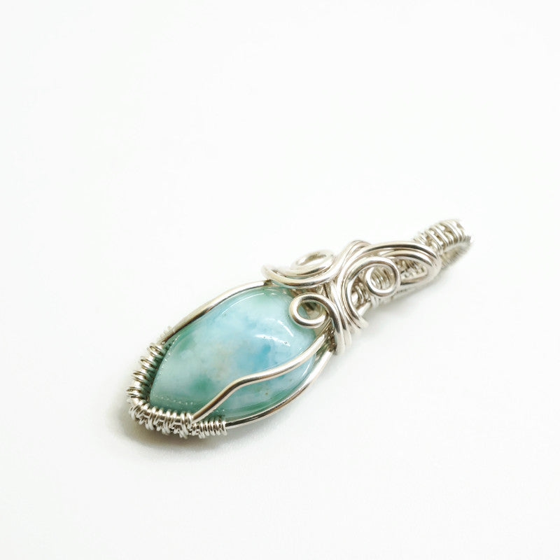 Sterling zilveren wire wrap hanger met Larimar