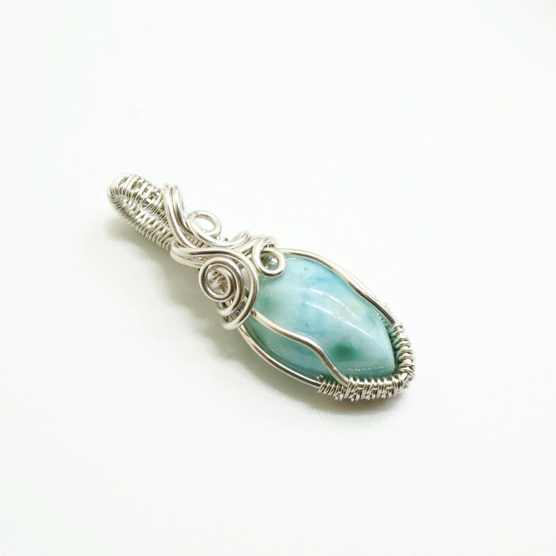 Sterling zilveren wire wrap hanger met Larimar