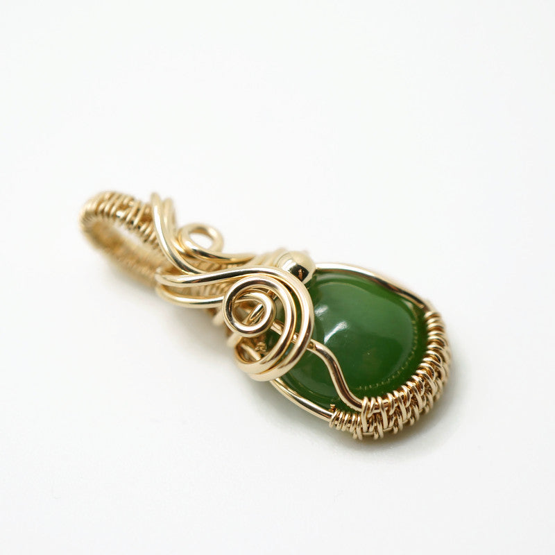 14k gold filled wire wrap hanger met nefriet jade