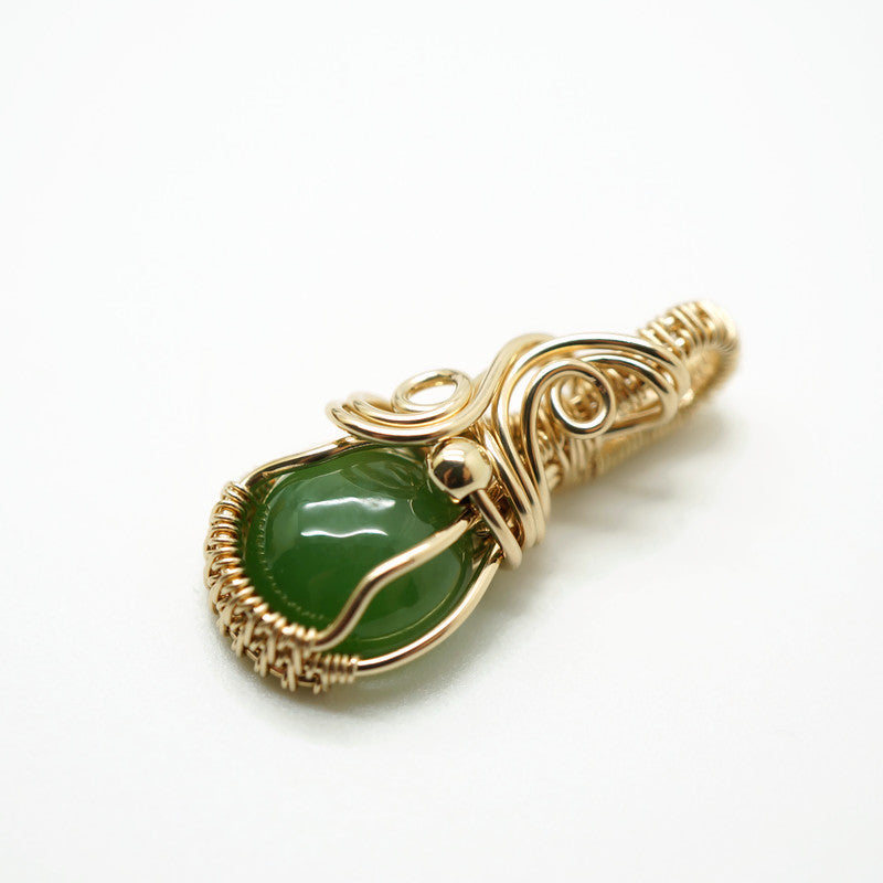 14k gold filled wire wrap hanger met nefriet jade