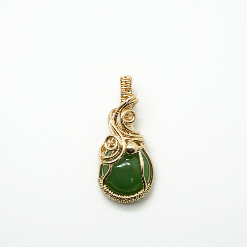 14k gold filled wire wrap hanger met nefriet jade