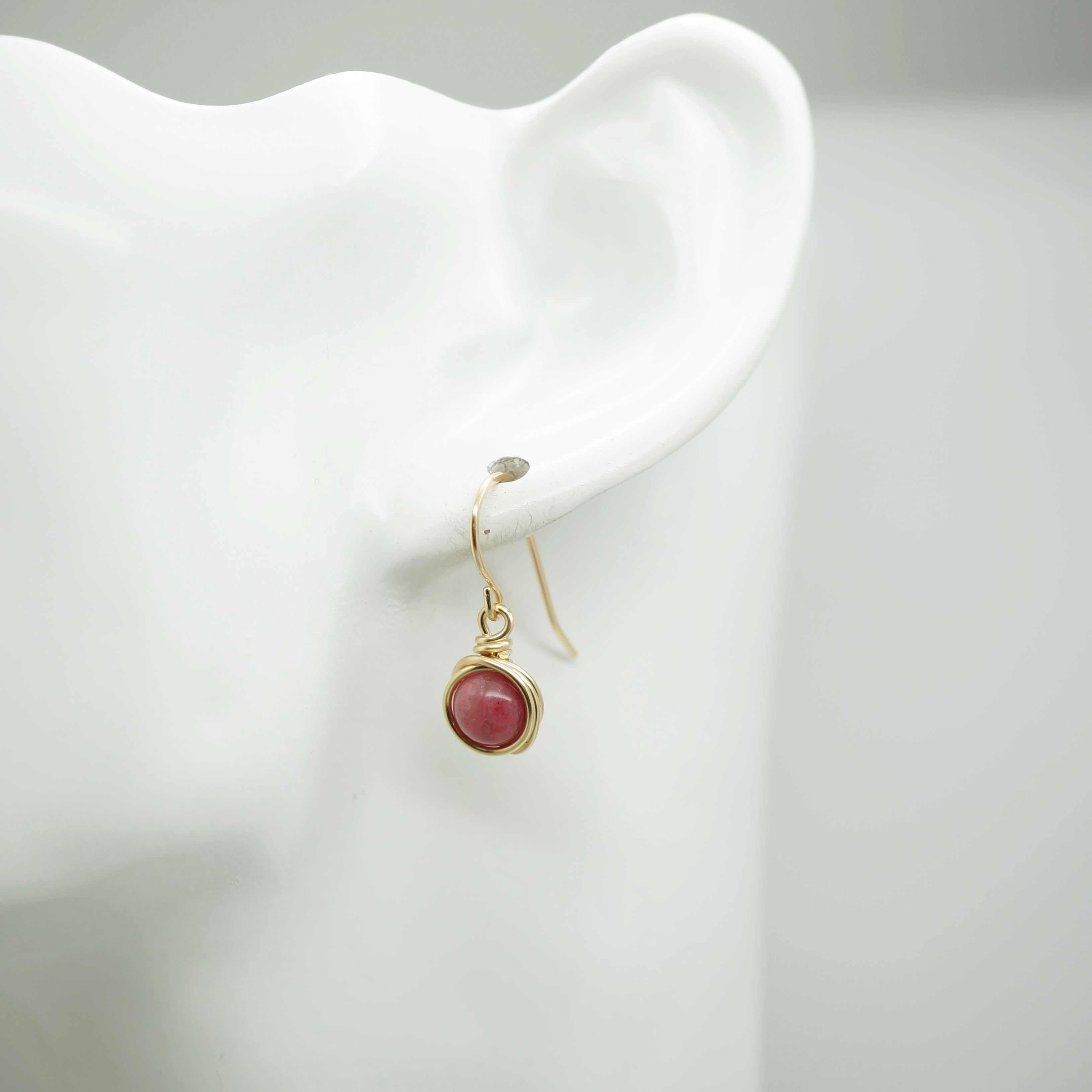 14k gold filled oorbellen met vintage roze Rhodoniet