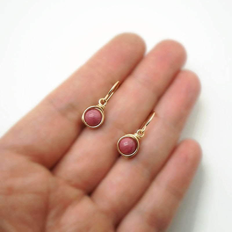 14k gold filled oorbellen met vintage roze Rhodoniet