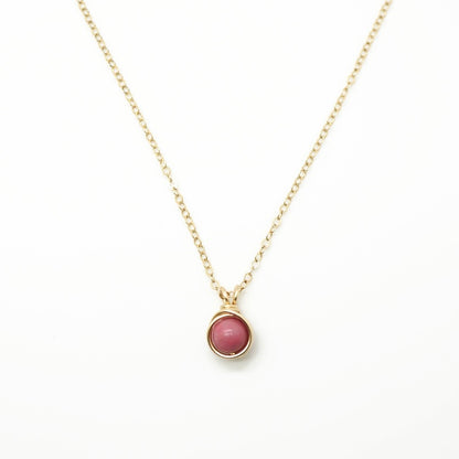 14k gold filled ketting met Rhodoniet