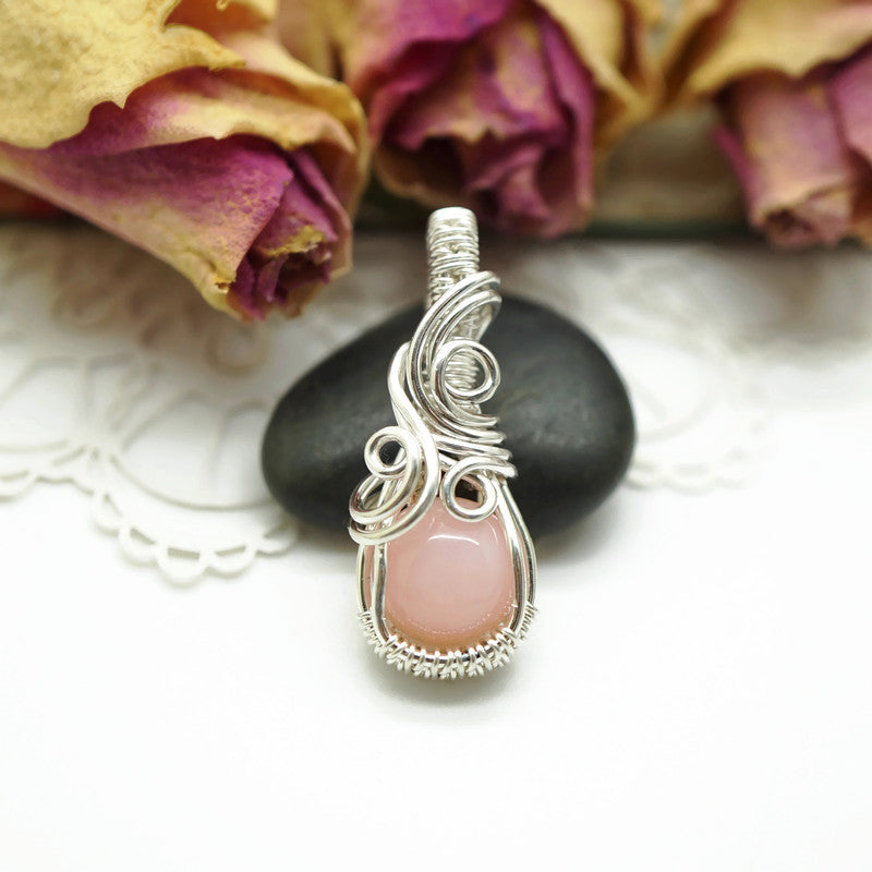 Sterling Zilveren Wire Wrap Hanger Met Roze Opaal