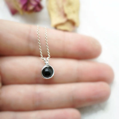 Sterling zilveren collier met een kleine onyx