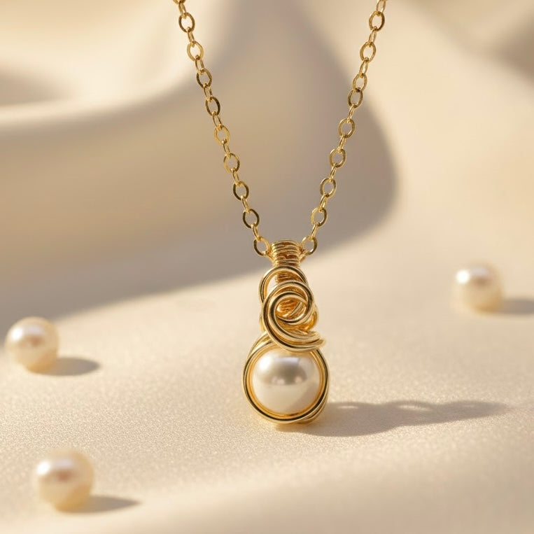 14k gold filled wire wrap hanger met zoetwaterparel