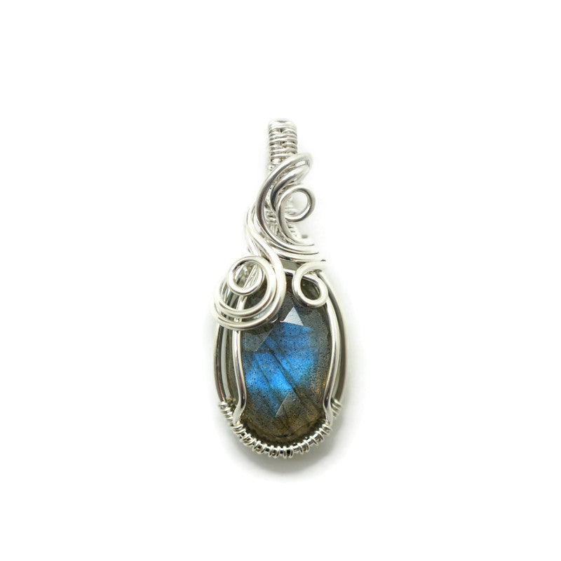 Zilveren wire wrap hanger met labradoriet
