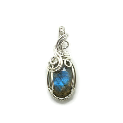 Zilveren wire wrap hanger met labradoriet
