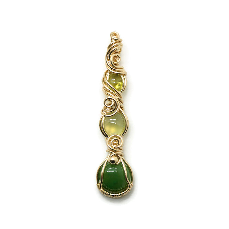 14k gold filled hanger met jade, prehniet en peridoot