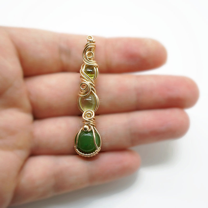 14k gold filled hanger met jade, prehniet en peridoot