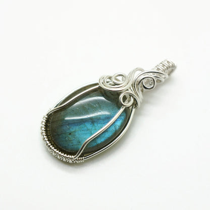 Wire wrap hanger - Zilver - Met labradoriet - Sterling zilver
