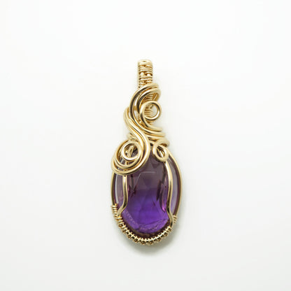 14k gold filled wire wrap hanger met amethist