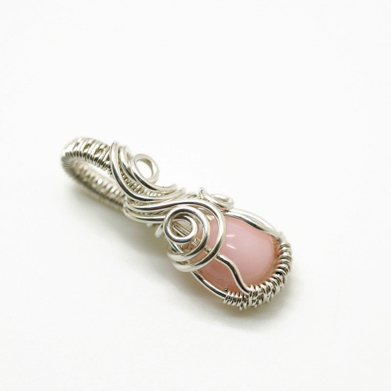 Sterling Zilveren Wire Wrap Hanger Met Roze Opaal