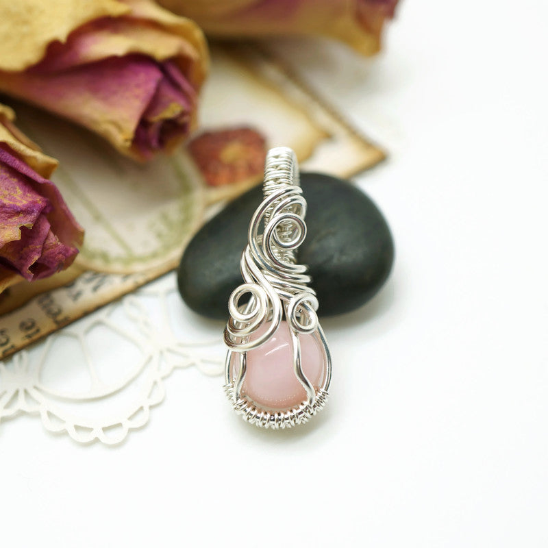 Sterling Zilveren Wire Wrap Hanger Met Roze Opaal