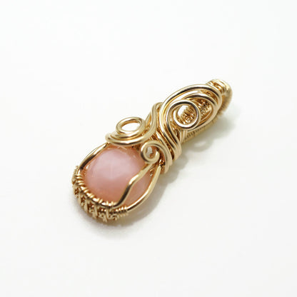 14k gold filled wire wrap hanger met roze opaal
