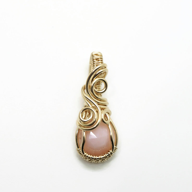 14k gold filled wire wrap hanger met roze opaal