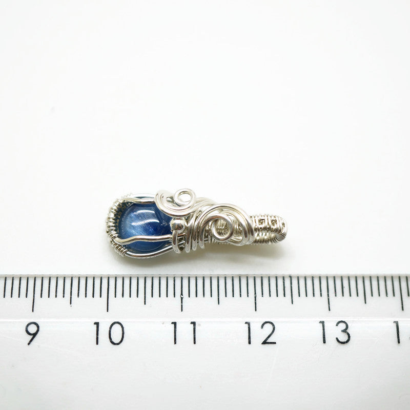 Zilver wire wrap hanger met kyaniet