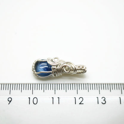 Zilver wire wrap hanger met kyaniet