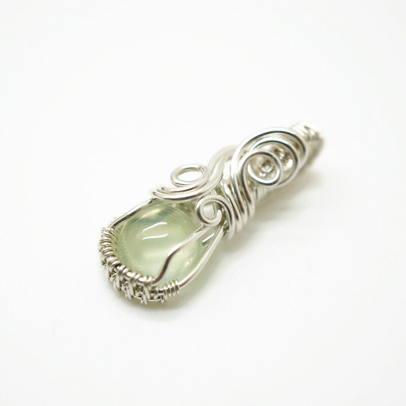 Sterling zilveren wire wrap hanger met Prehniet