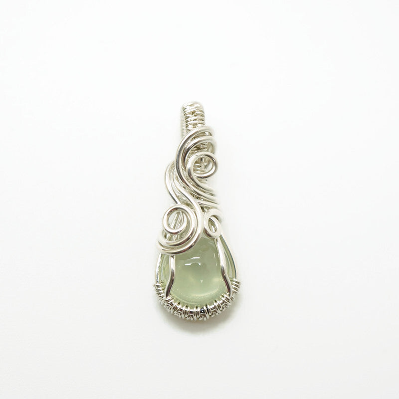 Sterling zilveren wire wrap hanger met Prehniet