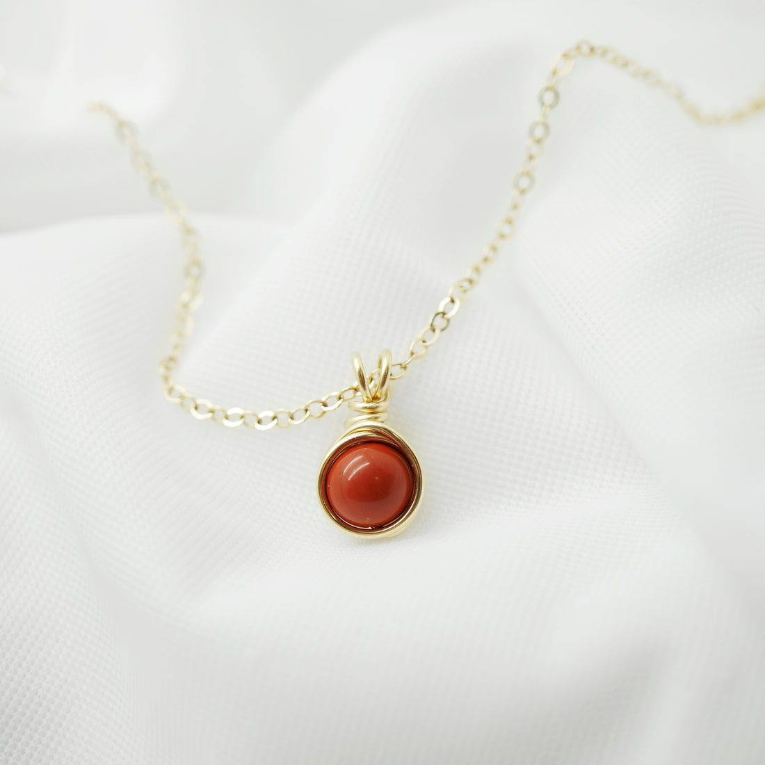 14k gold filled collier rode jaspis – Handgemaakt