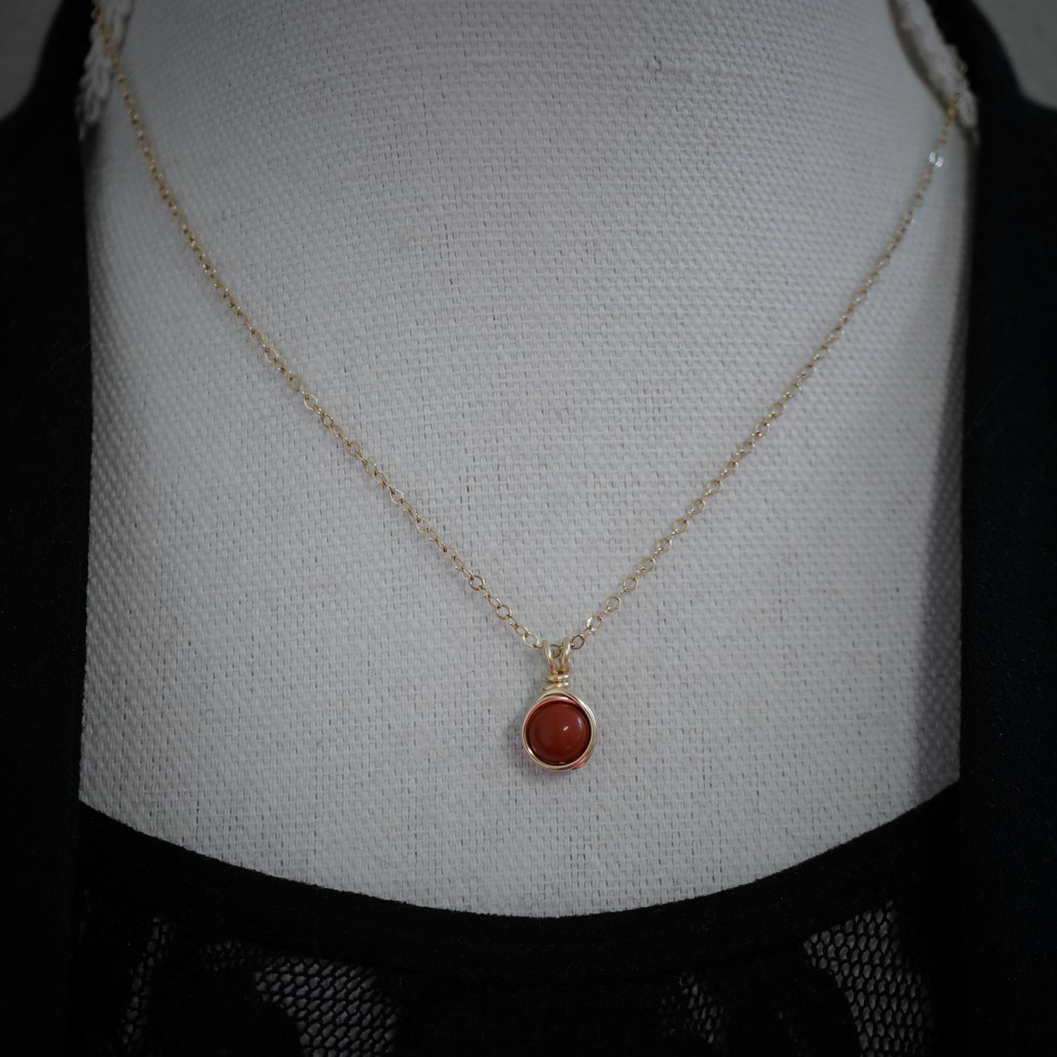 14k gold filled sieraden set rode jaspis – Oorbellen &amp; collier