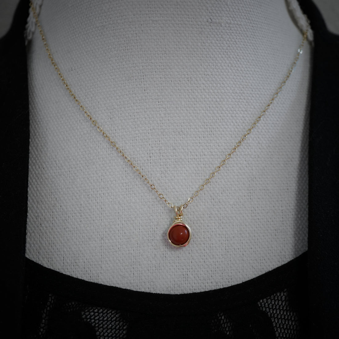 14k gold filled collier rode jaspis – Handgemaakt