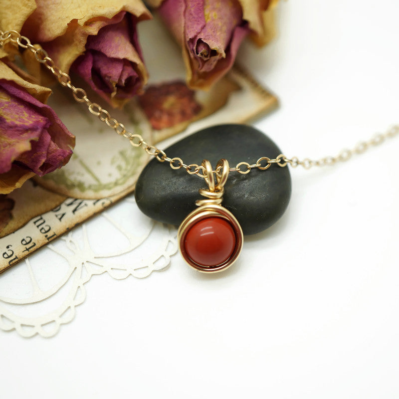 14k gold filled collier rode jaspis – Handgemaakt