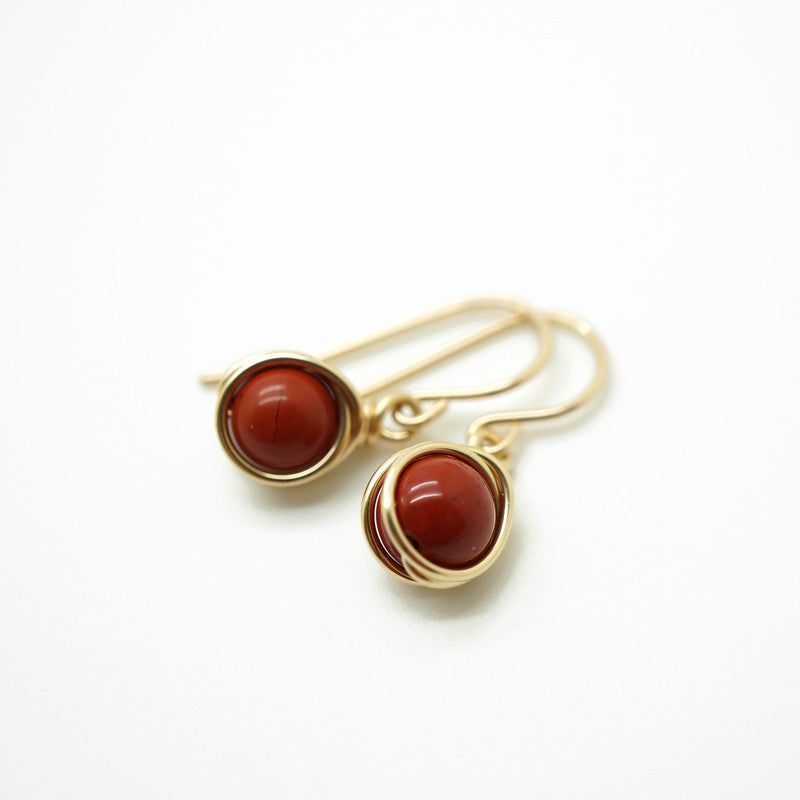 14k gold filled oorbellen met rode jaspis – Handgemaakt
