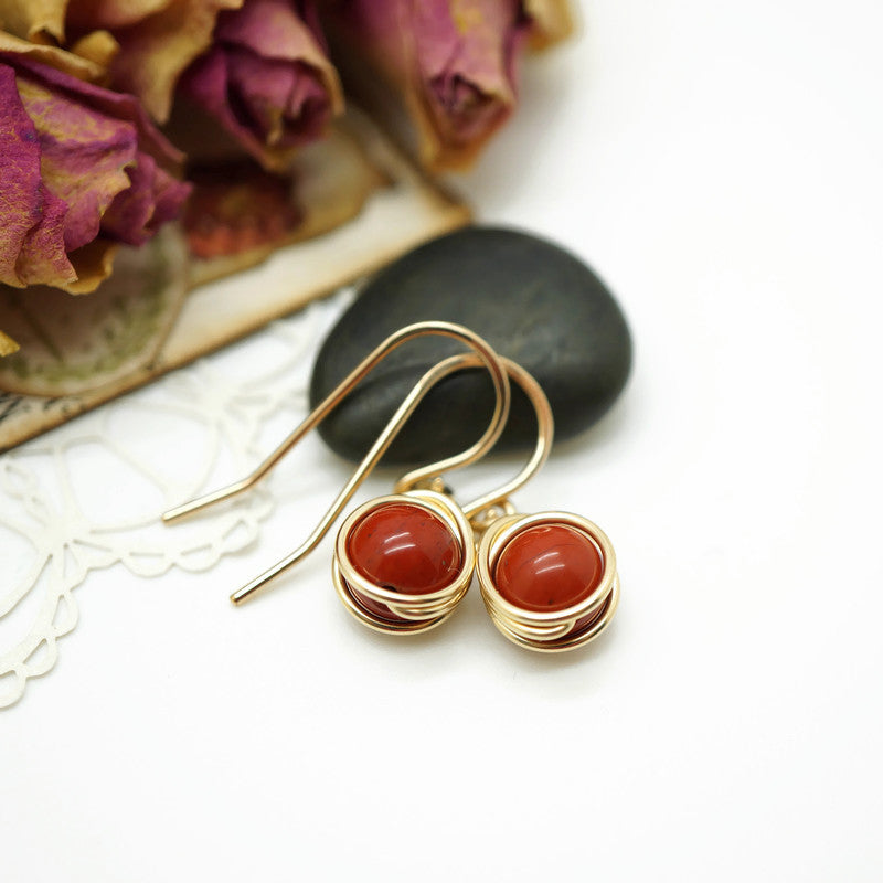 14k gold filled oorbellen met rode jaspis – Handgemaakt