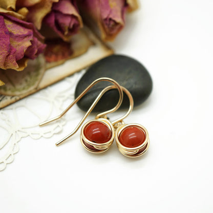 14k gold filled oorbellen met rode jaspis – Handgemaakt