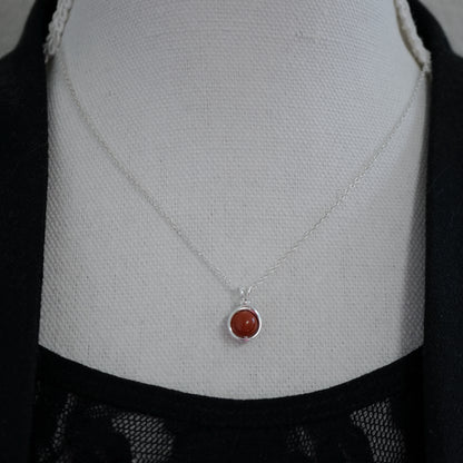 Zilveren collier rode jaspis – Handgemaakt hanger sieraad