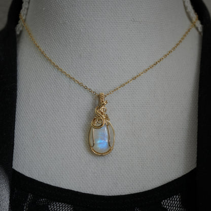 Hanger - 14K gold filled - Met regenboog maansteen