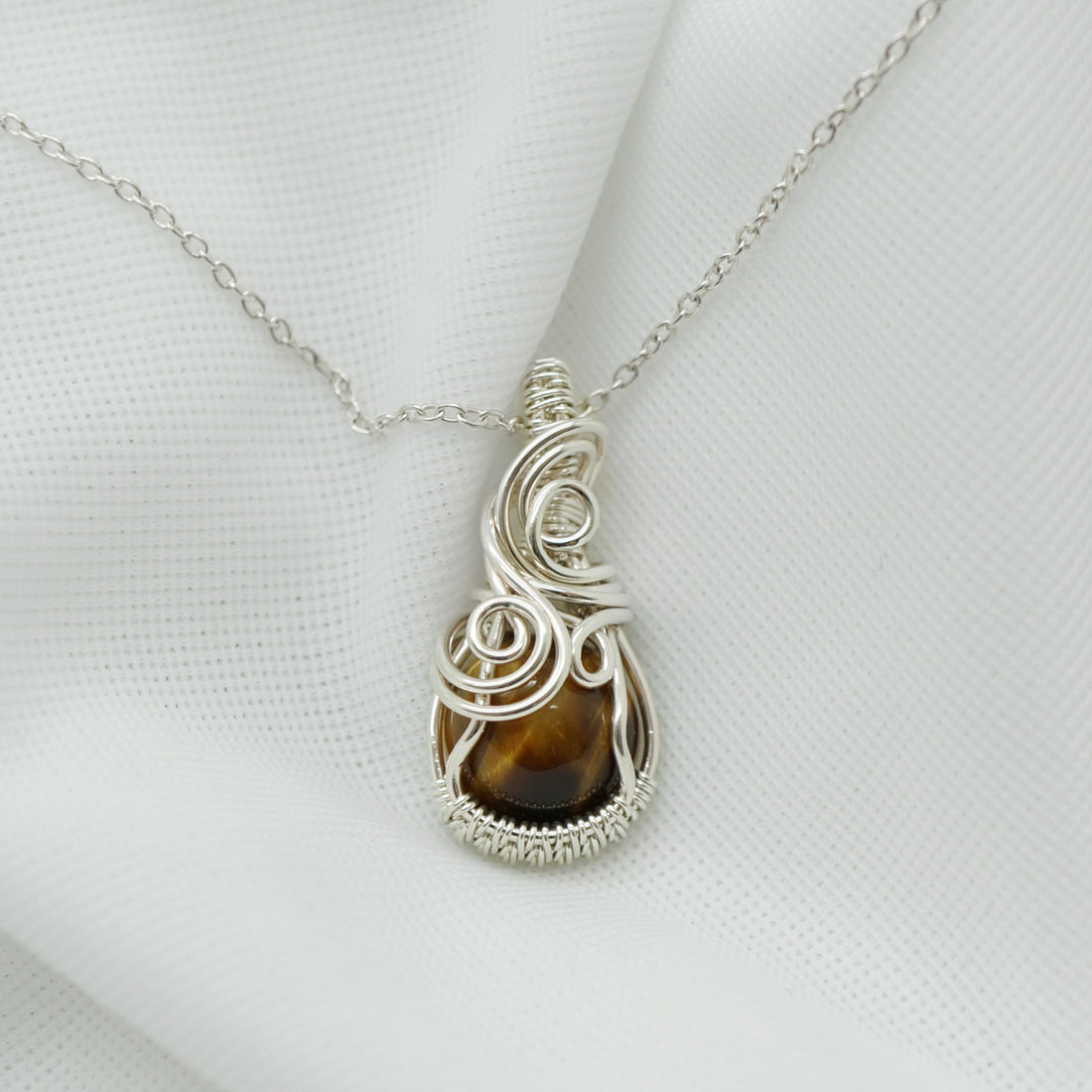 Sterling zilver hanger met tijgeroog -  Wire wrap hanger