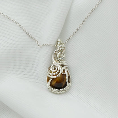 Sterling zilver hanger met tijgeroog -  Wire wrap hanger