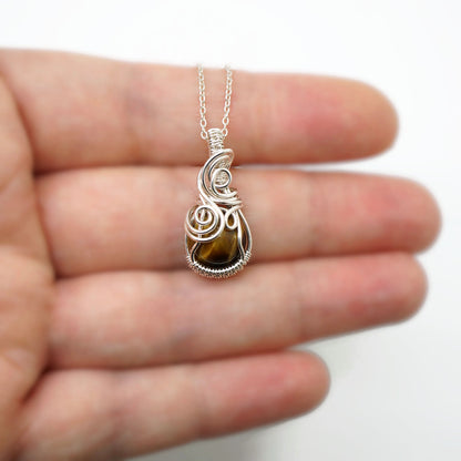 Sterling zilver hanger met tijgeroog -  Wire wrap hanger