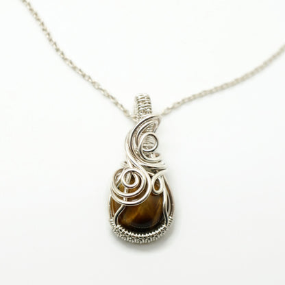 Sterling zilver hanger met tijgeroog -  Wire wrap hanger