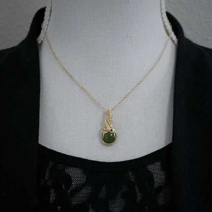 14k gold filled wire wrap hanger met nefriet jade