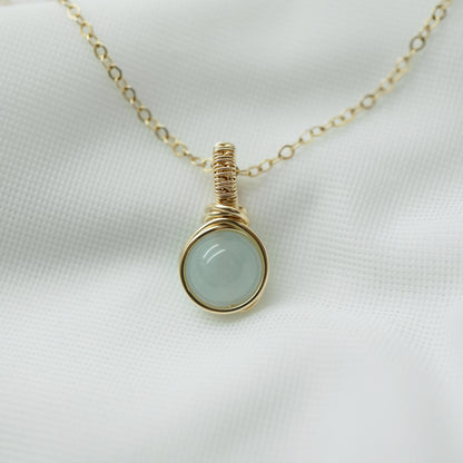 Hanger van 14k Gold Filled met Aquamarijn, Handgemaakt Wire Wrap Sieraad