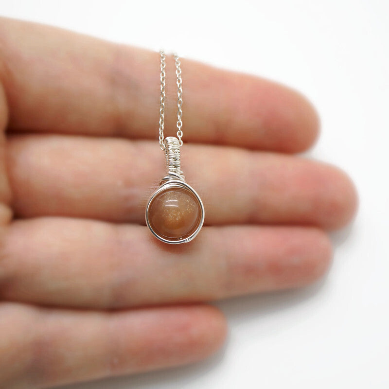 Sterling Zilveren Wire Wrap Hanger met Zonnesteen, Handgemaakt en Uniek