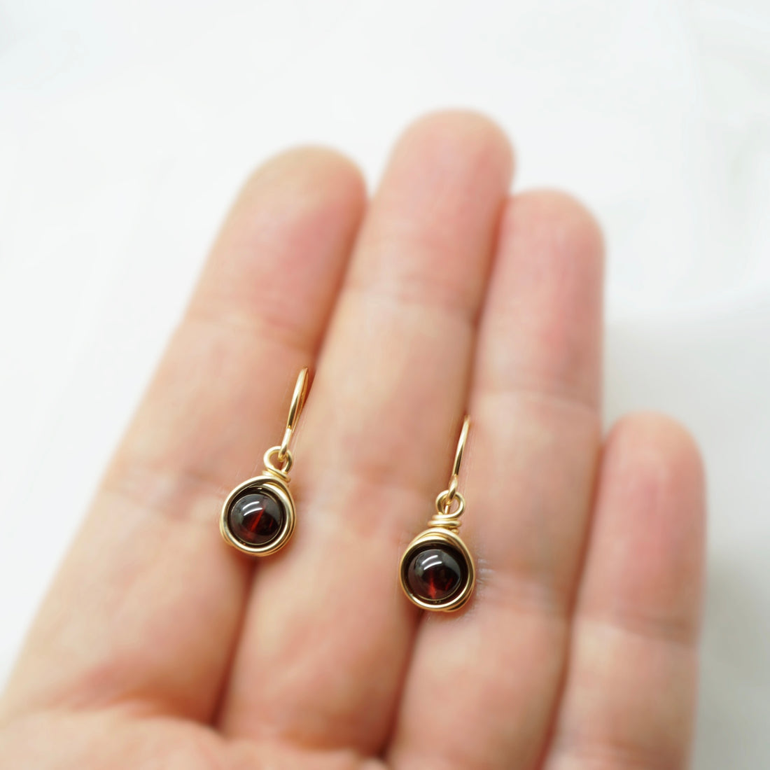 14k gold filled oorbellen met granaat