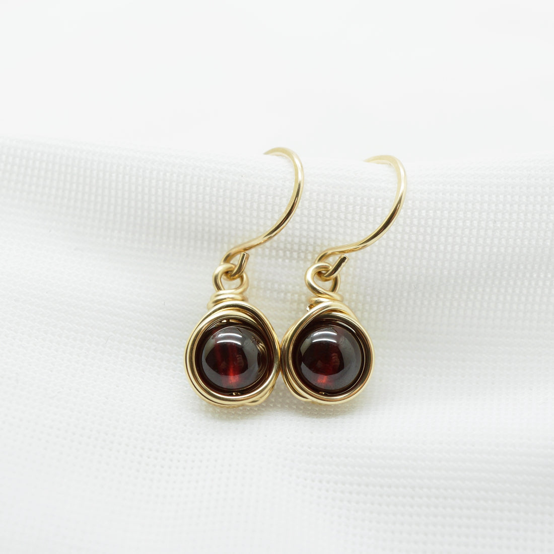 14k gold filled oorbellen met granaat