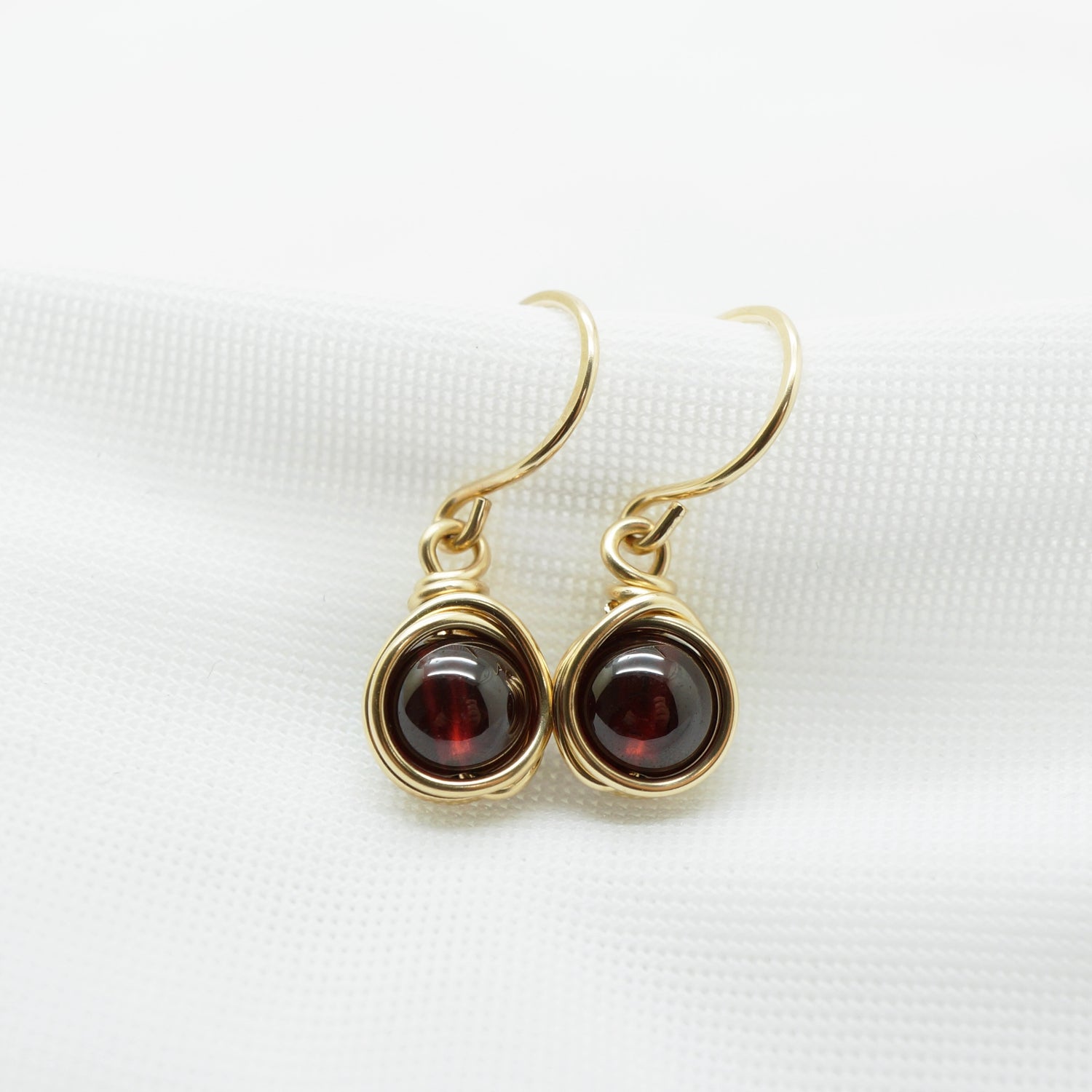 14k gold filled oorbellen met granaat