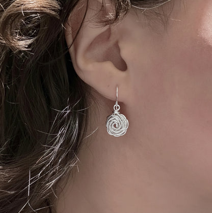 Zilveren Roos Oorbellen