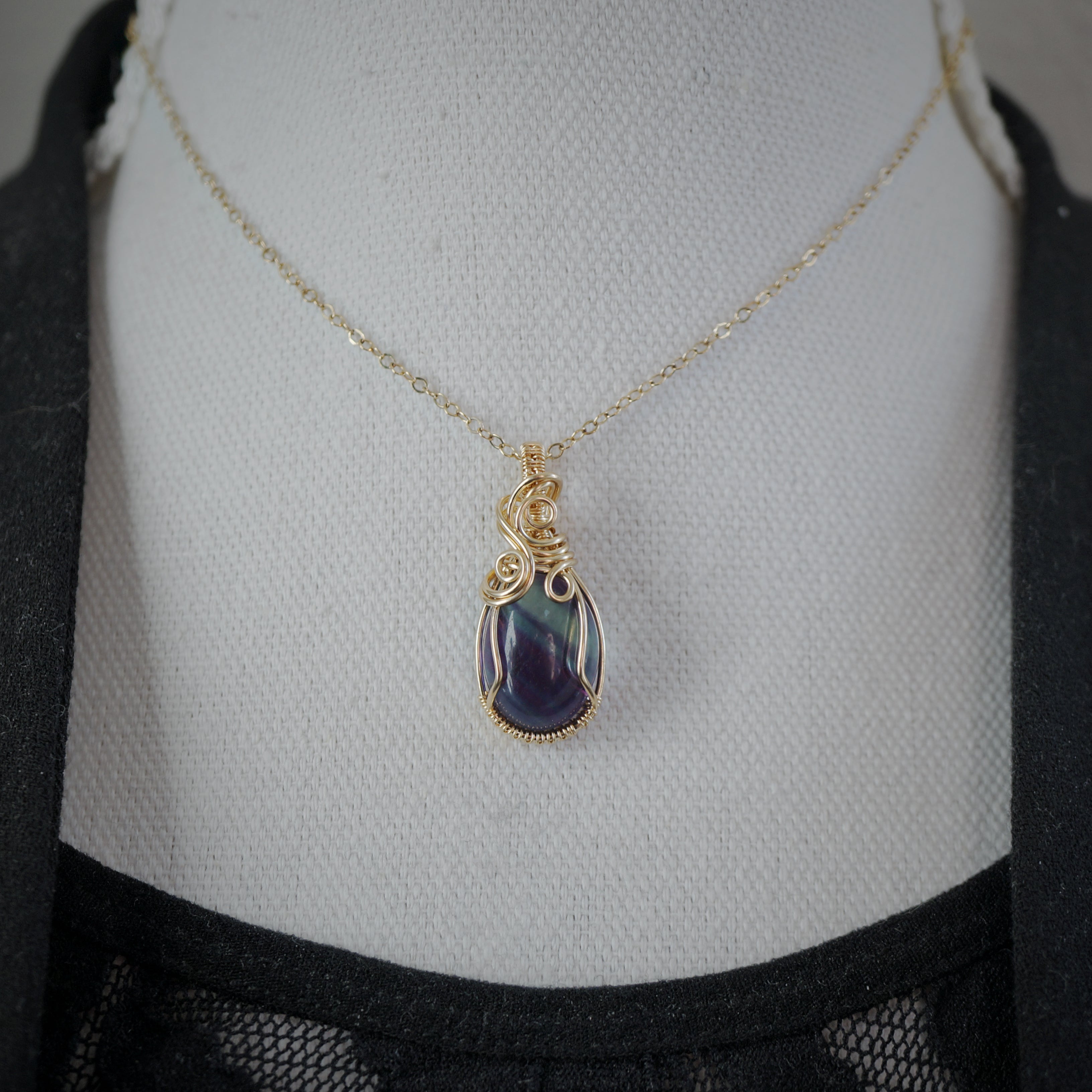 14K Gold Filled Wire Wrap Hanger met Fluoriet