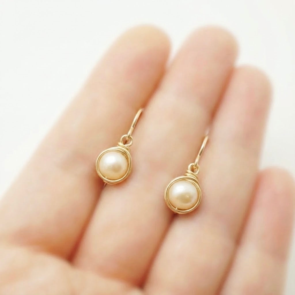 14k gold filled oorbellen met zoetwaterparel