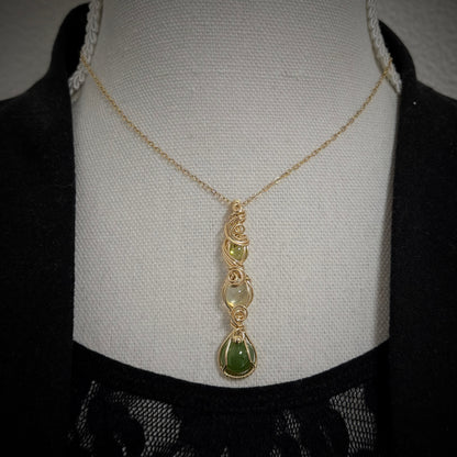 14k gold filled hanger met jade, prehniet en peridoot