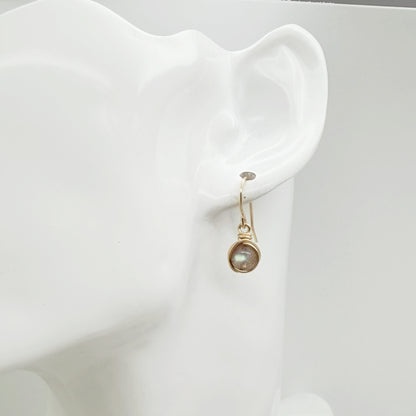 14k gold filled oorbellen met labradoriet en zachte flash